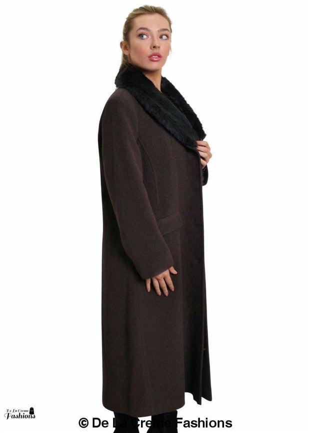 Women's Oversized Faux Fur Collar Long Coat