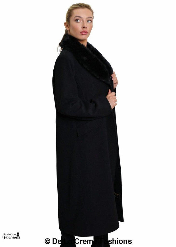 Women's Oversized Faux Fur Collar Long Coat