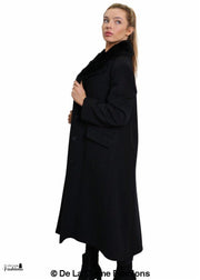 Women's Oversized Faux Fur Collar Long Coat
