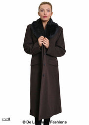 Women's Oversized Faux Fur Collar Long Coat