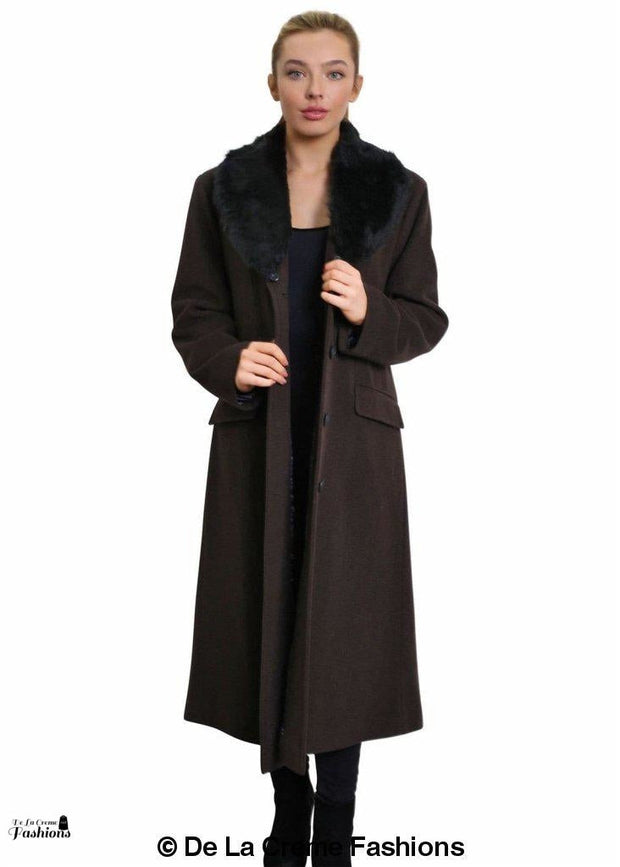 Women's Oversized Faux Fur Collar Long Coat