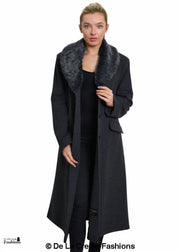 Women's Oversized Faux Fur Collar Long Coat