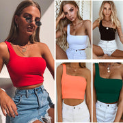 Women’s One-Shoulder Crop Top – Stylish Sleeveless Vest