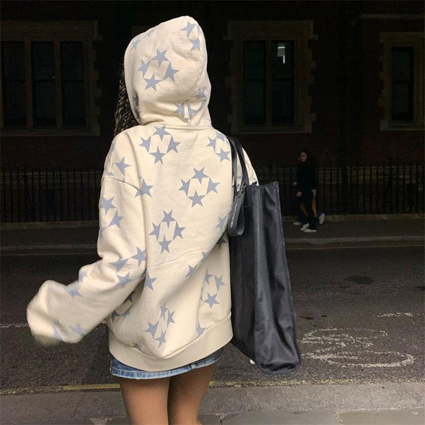 Fashion Star Printed Hooded Jacket for Women