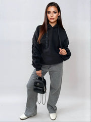 Ruched Sleeve Oversized Hoodie