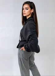 Ruched Sleeve Oversized Hoodie