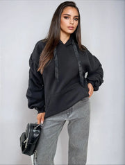Ruched Sleeve Oversized Hoodie