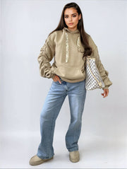 Ruched Sleeve Oversized Hoodie