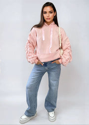 Ruched Sleeve Oversized Hoodie