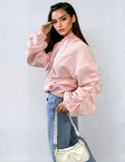 Ruched Sleeve Oversized Hoodie