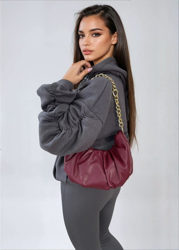 Ruched Sleeve Oversized Hoodie