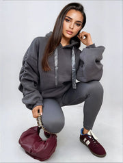 Ruched Sleeve Oversized Hoodie