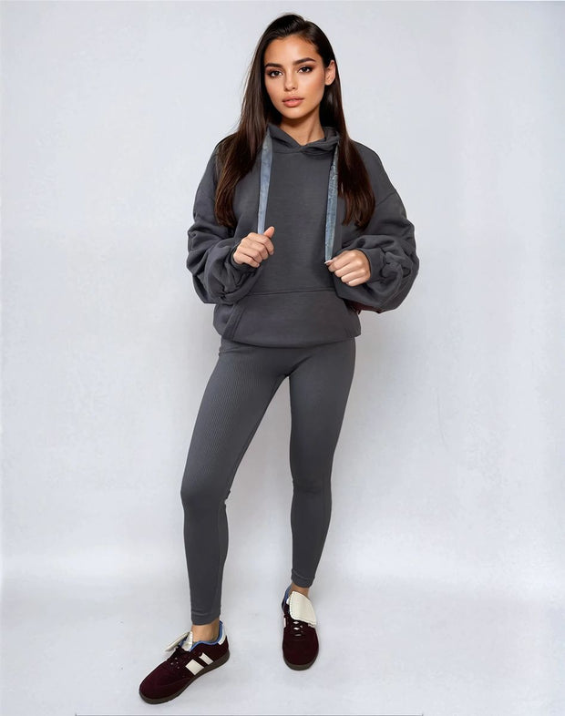 Ruched Sleeve Oversized Hoodie