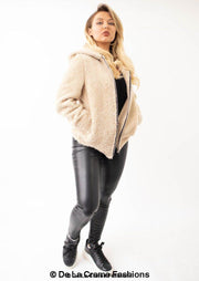 Zip Up Hooded Borg Teddy Jacket