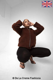 Zip Up Hooded Borg Teddy Jacket