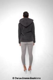 Zip Up Hooded Borg Teddy Jacket