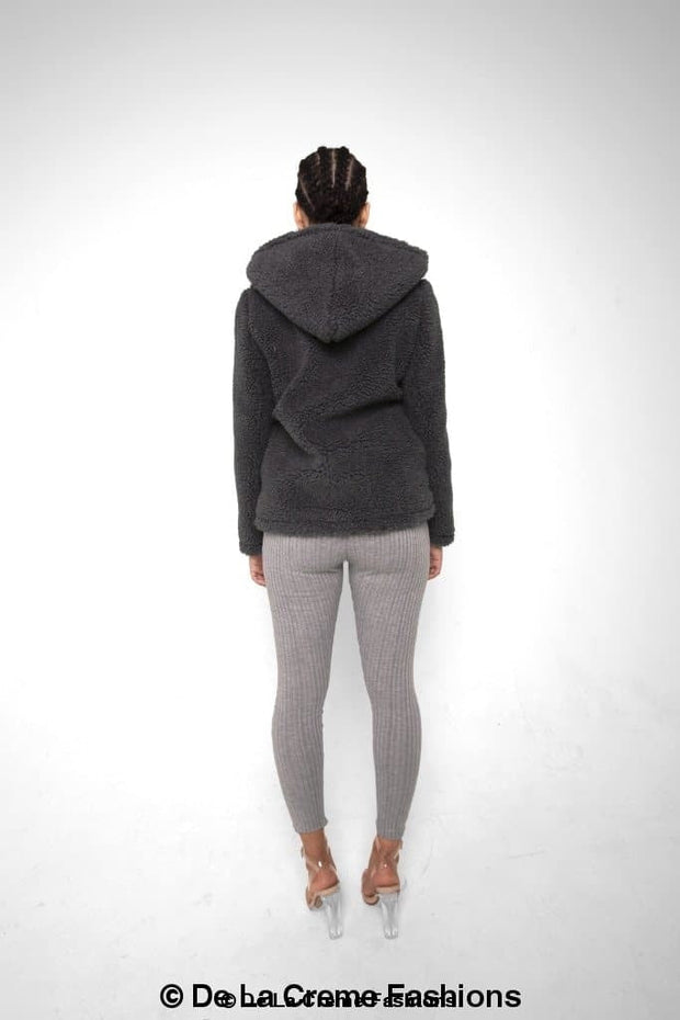 Zip Up Hooded Borg Teddy Jacket