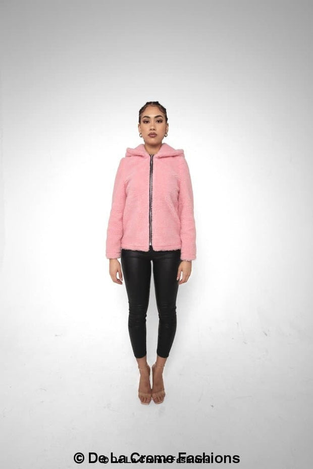 Zip Up Hooded Borg Teddy Jacket