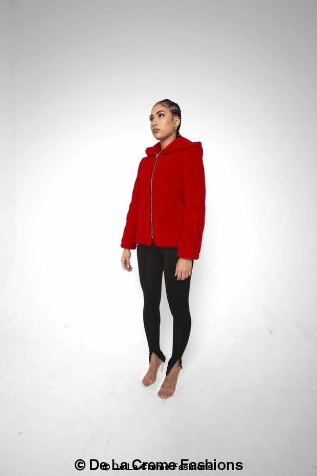 Zip Up Hooded Borg Teddy Jacket