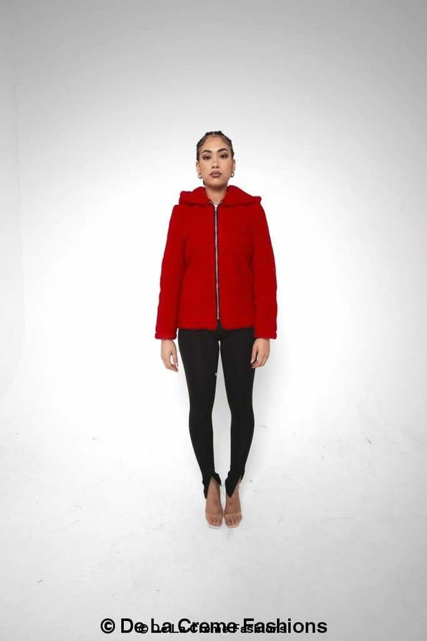 Zip Up Hooded Borg Teddy Jacket