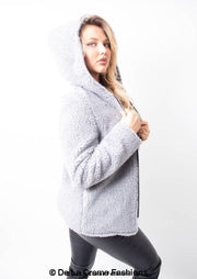 Zip Up Hooded Borg Teddy Jacket