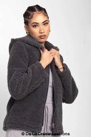 Zip Up Hooded Borg Teddy Jacket