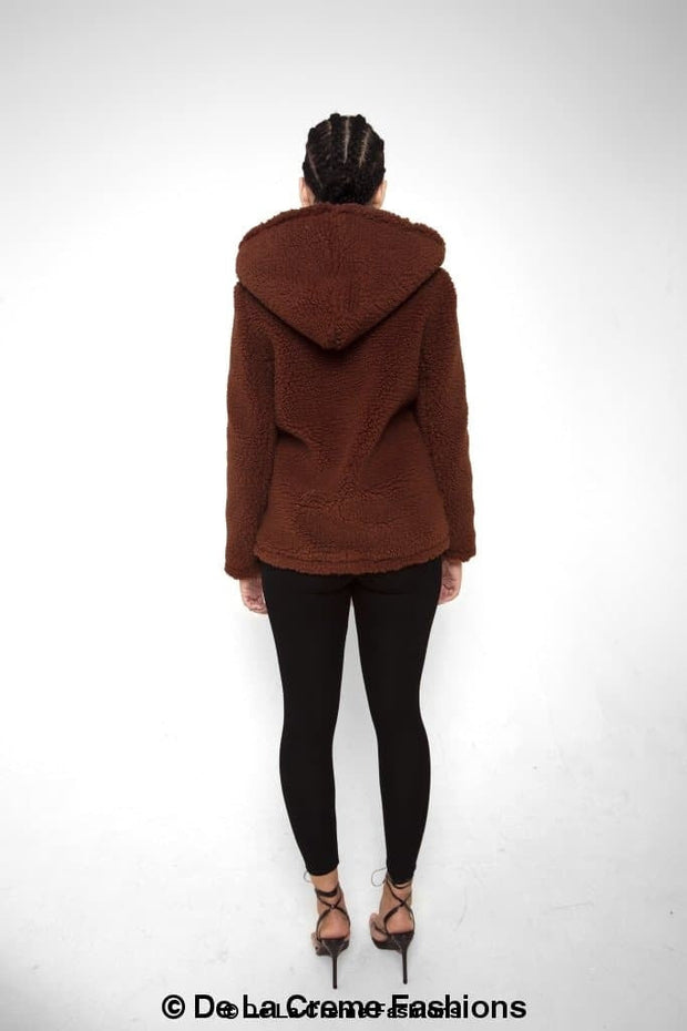 Zip Up Hooded Borg Teddy Jacket