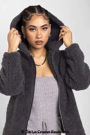 Zip Up Hooded Borg Teddy Jacket