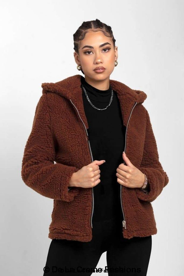 Zip Up Hooded Borg Teddy Jacket