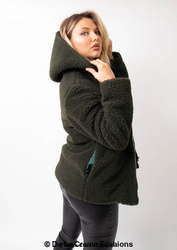 Zip Up Hooded Borg Teddy Jacket