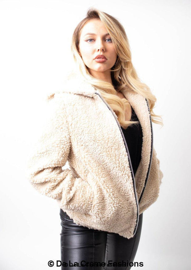 Zip Up Hooded Borg Teddy Jacket