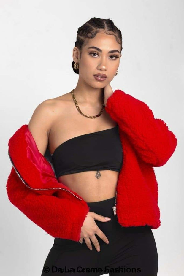 Zip Up Hooded Borg Teddy Jacket