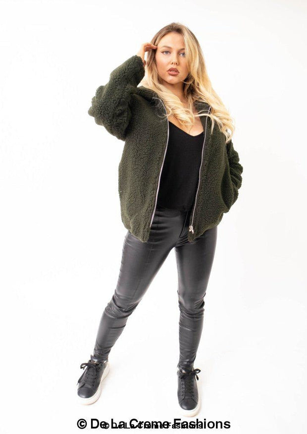 Zip Up Hooded Borg Teddy Jacket