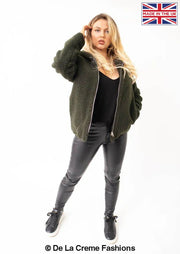 Zip Up Hooded Borg Teddy Jacket