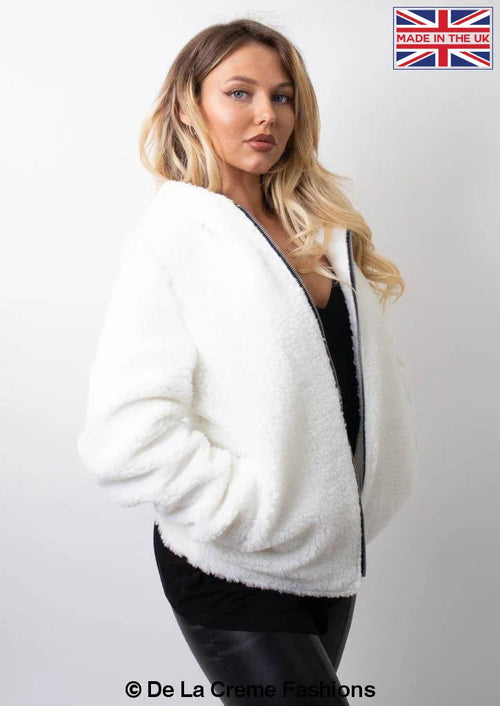 Zip Up Hooded Borg Teddy Jacket