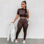 Solid Crop Top and Leggings