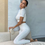 Solid Crop Top and Leggings