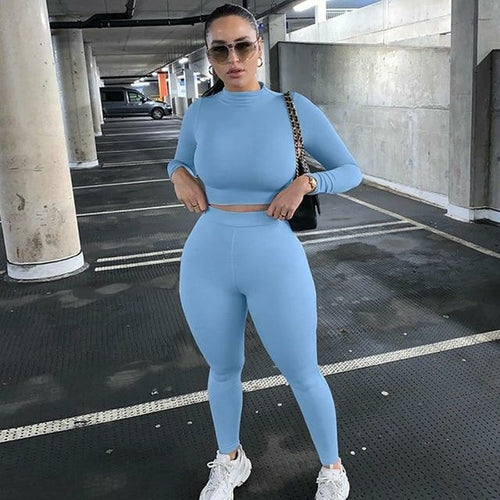 Solid Crop Top and Leggings