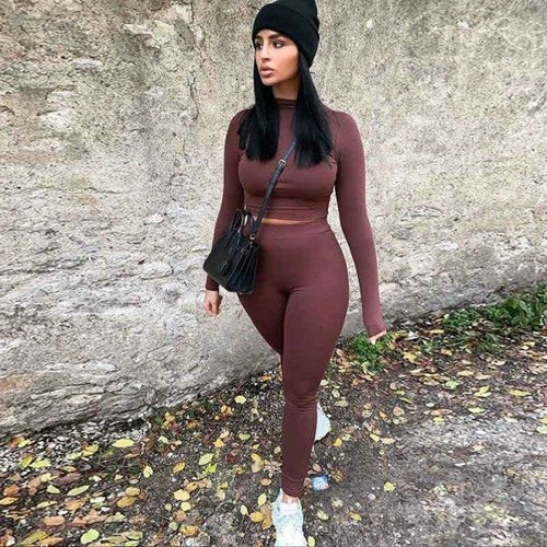 Solid Crop Top and Leggings