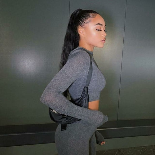 Solid Crop Top and Leggings