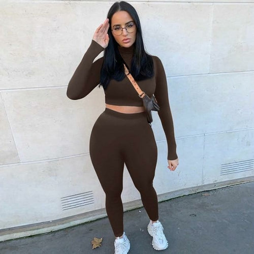 Solid Crop Top and Leggings