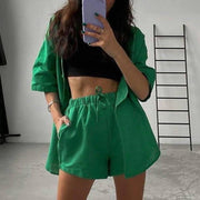 Green Streetwear Shorts Suit