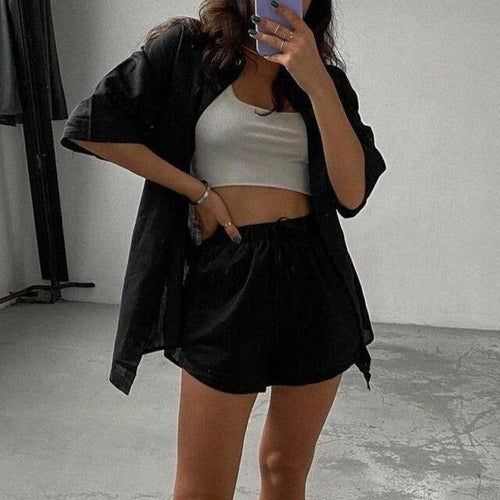 Green Streetwear Shorts Suit