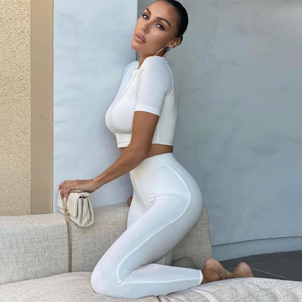Solid Crop Top and Leggings